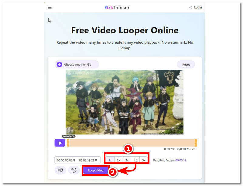 انقر على تشغيل الفيديو المتكرر