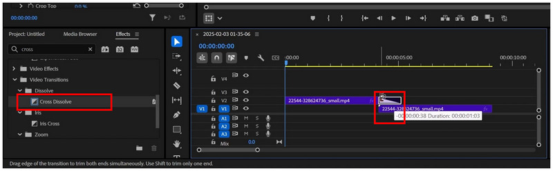 Premiere Pro シームレスループ クロスディゾルブ