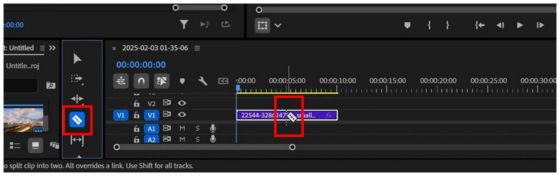 Premiere Pro シームレスループ レイザーツール