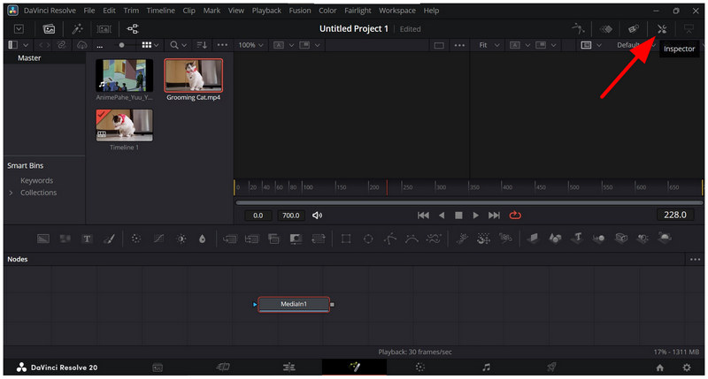 Configurações do Inspetor de Páginas do DaVinci ResolveFusion