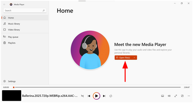 Åbn fil i Windows 11 Media Player