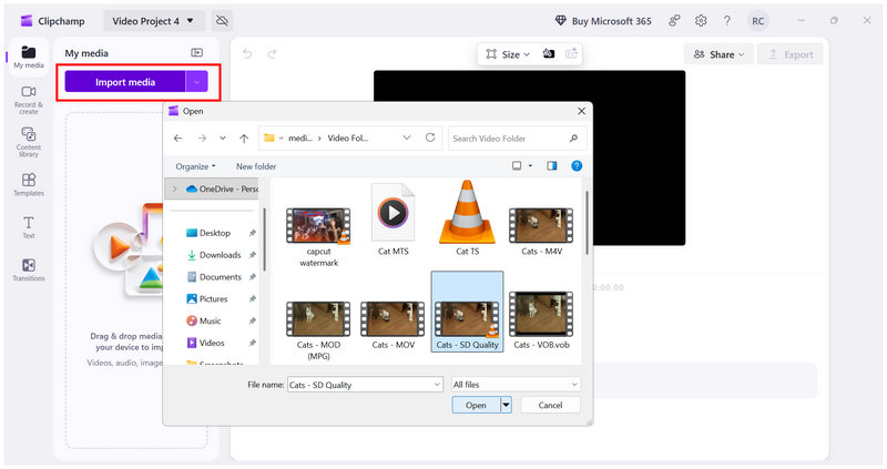 Importação Clipchamp