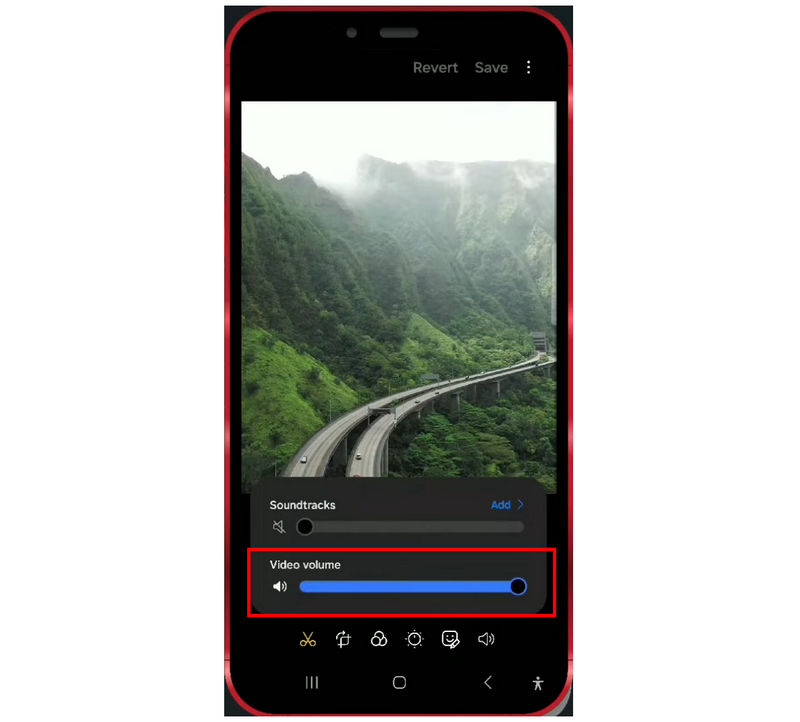Controle deslizante de volume de vídeo da Samsung Gallery