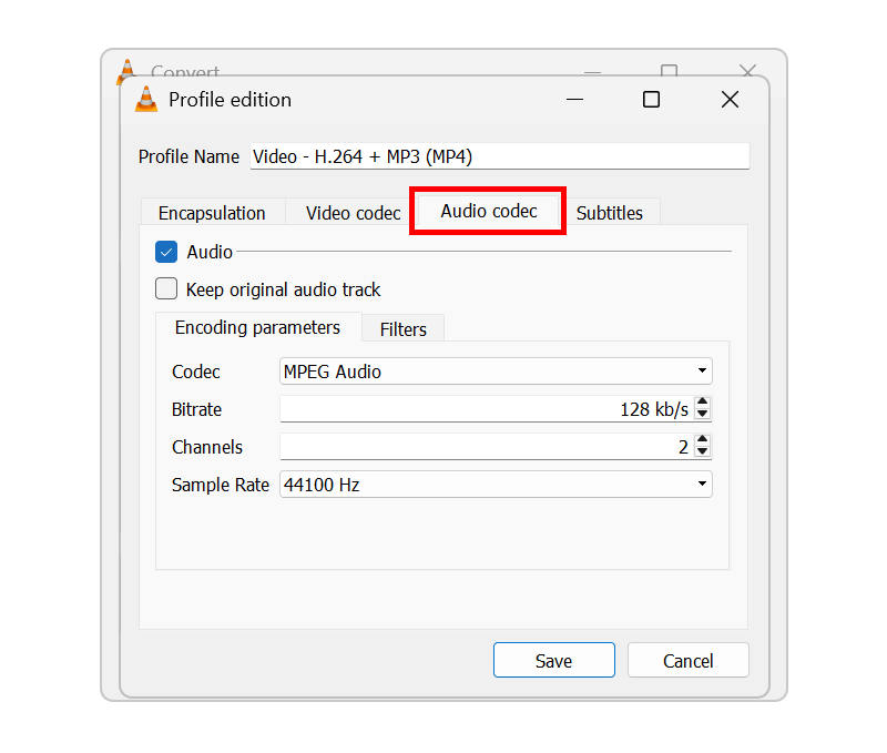 Codec de áudio VLC