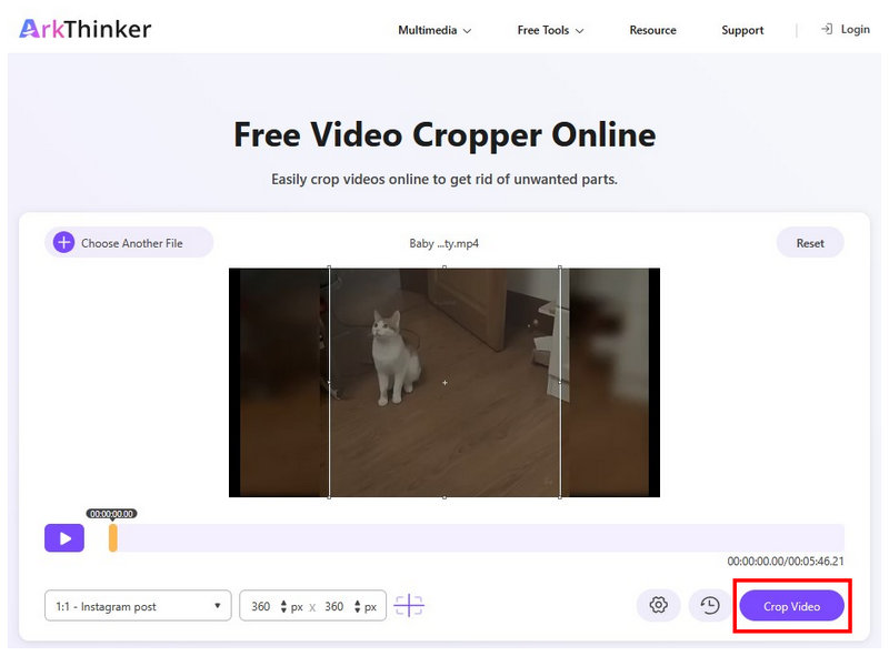 Arkthinker Gratis Videobeskärare Online Beskär Video