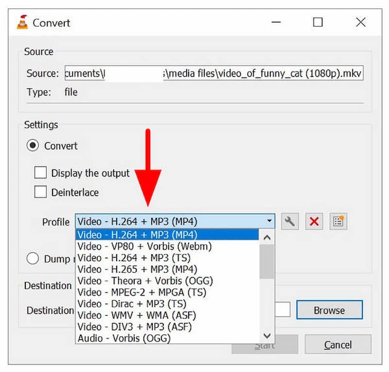 VLC-conversieprofiel