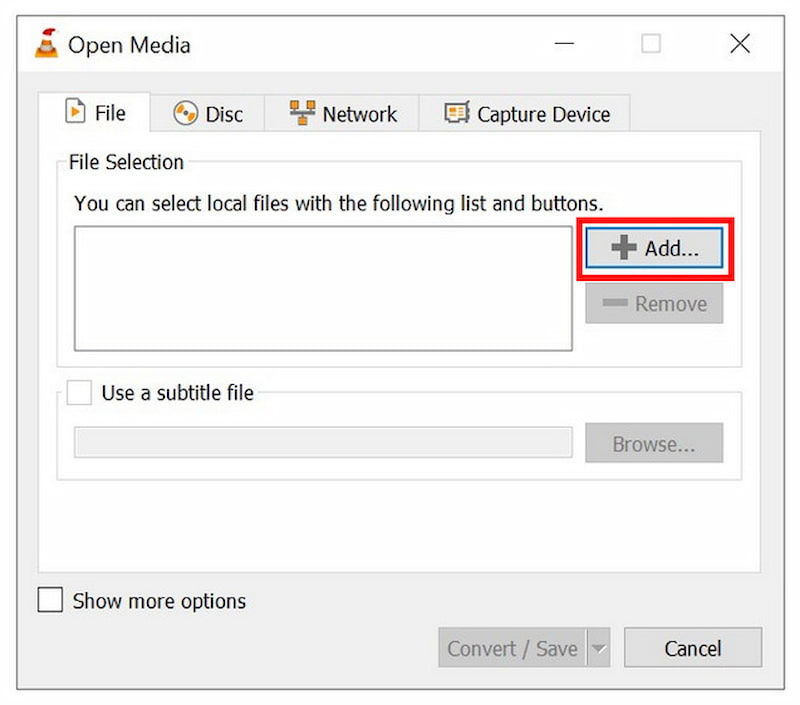 VLC Open Media-toevoeging