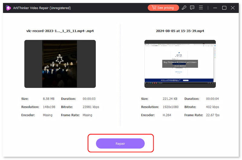 Klikněte na Opravit