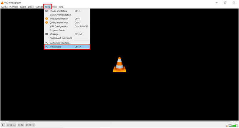 VLC Media Player – Werkzeuge – Einstellungen