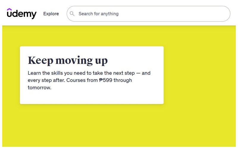 Página inicial da Udemy