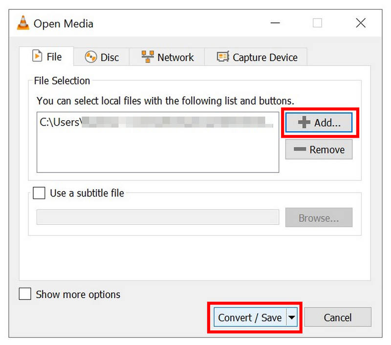 VLC Добавить видео