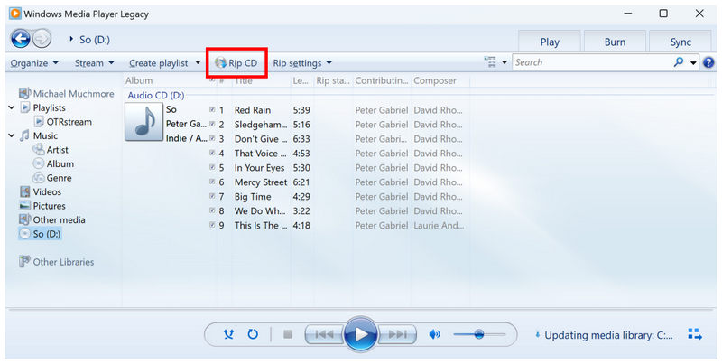 Копіювання компакт-дисків у Windows Media Player