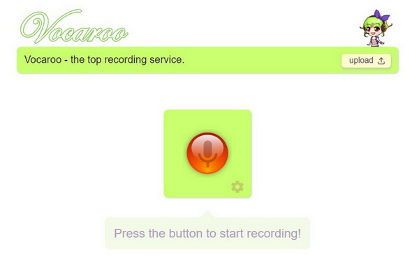 Vocaroo-gränssnittet
