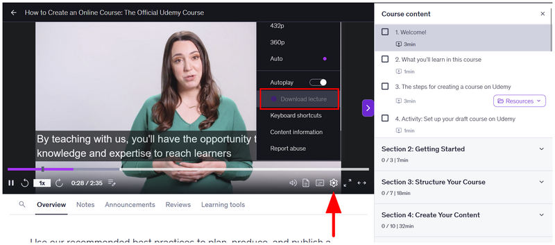 تنزيل إعدادات متصفح Udemy