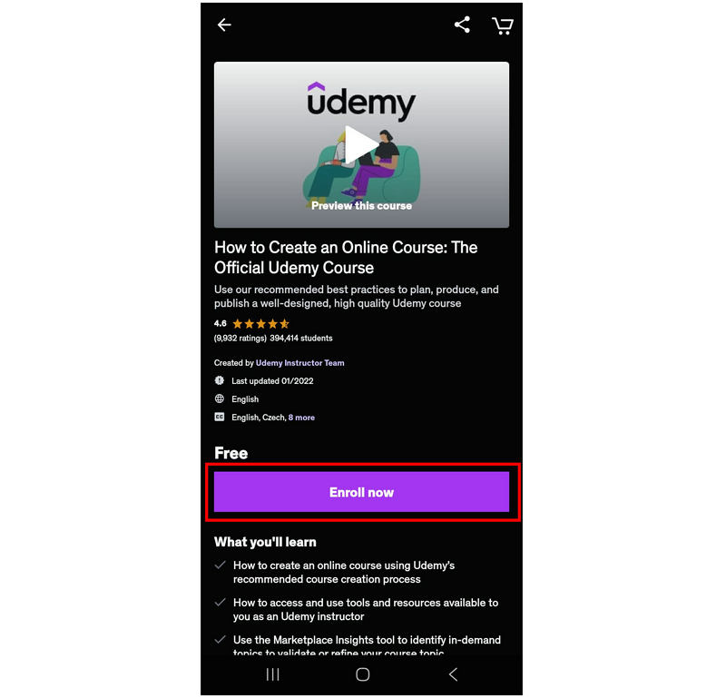 سجل الآن على تطبيق Udemy للهواتف المحمولة