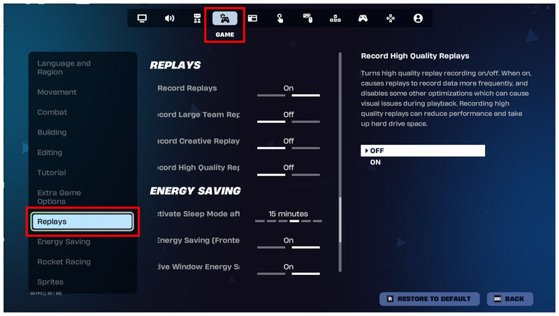 Perfil de Repetição do Fortnite - Repetição da Partida