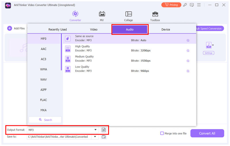 تنسيق الإخراج النهائي لبرنامج Arkthinker Video Converter