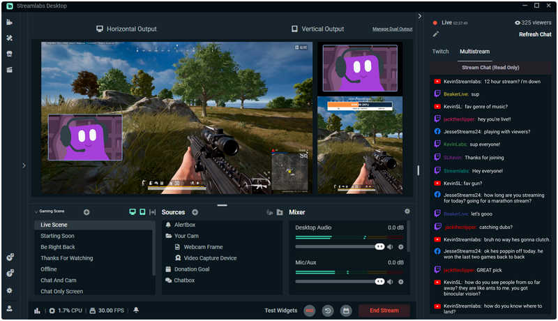 Streamlabs-opptakergrensesnitt