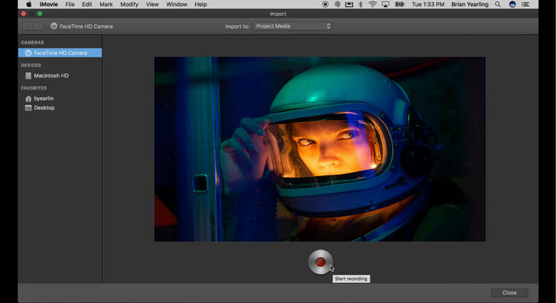 Optag webcamkamera Imovie