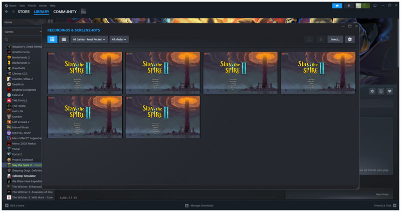 Capturas de tela das gravações do Steam no aplicativo Abrir