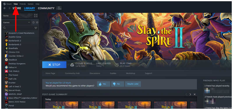 Steam na visualização do aplicativo