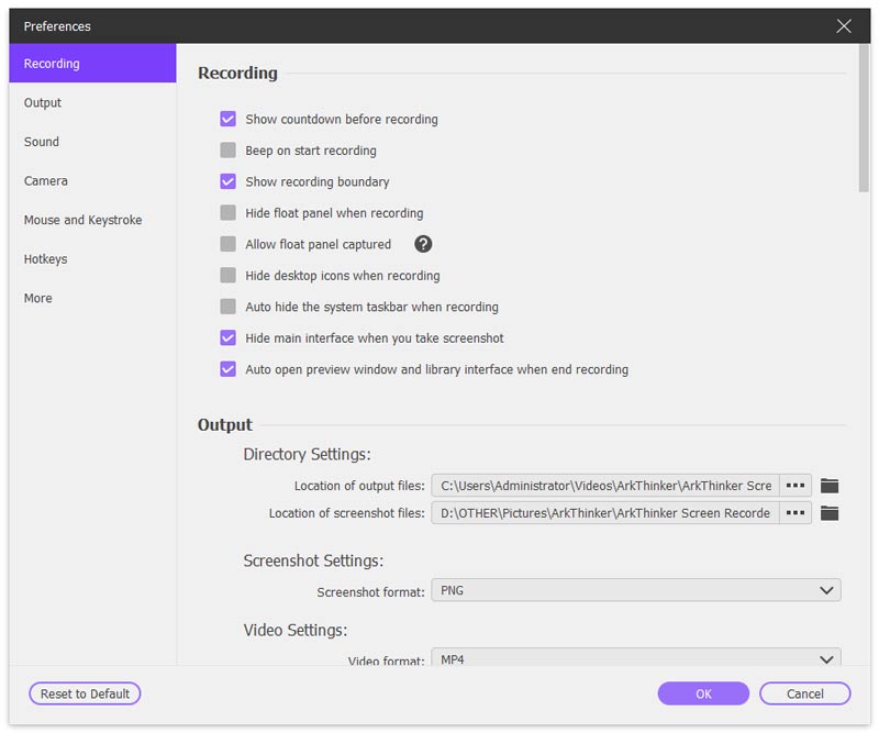 Preference Tab