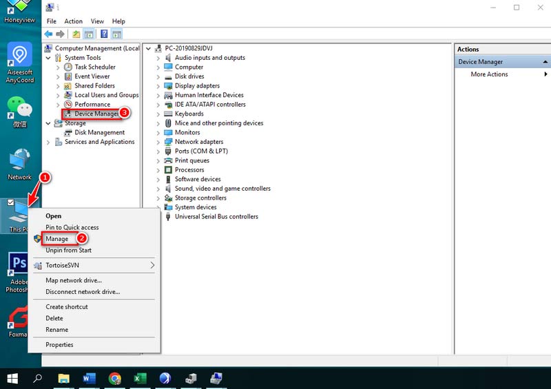 Select Device Manager on Windows