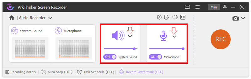 Définir l'enregistrement audio