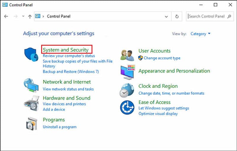 System And Security Settings