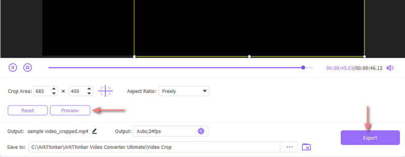 Preview Export Cropped Video