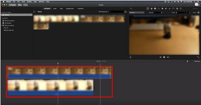 Adicionar videoclipes à linha do tempo do iMovie