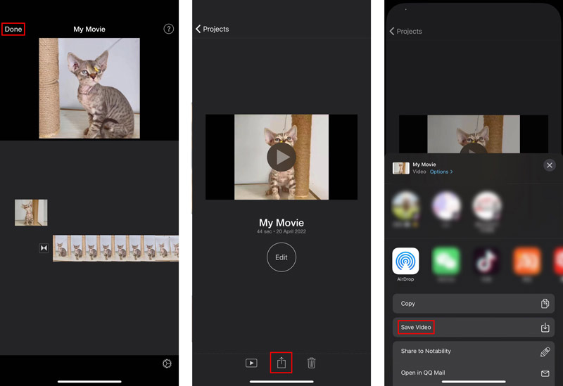 Połącz dwa filmy na iPhonie za pomocą iMovie