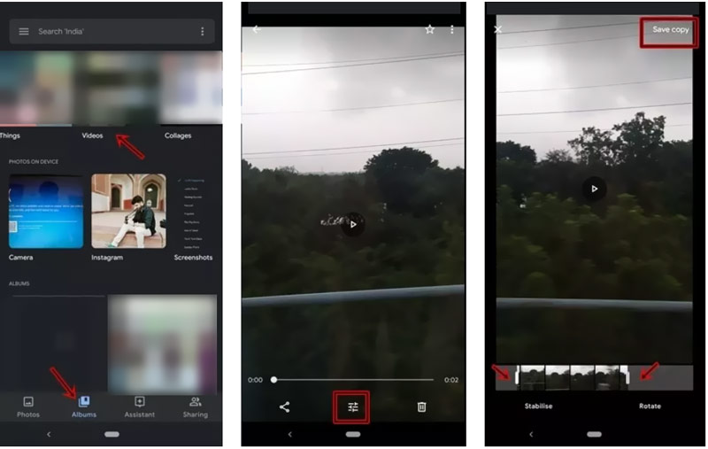 Redigera ett videoklipp på Android med Google Foton