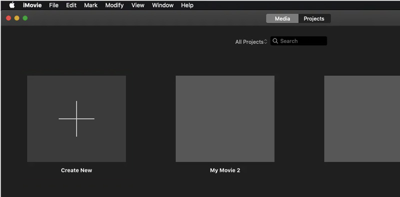 iMovie Create New Project