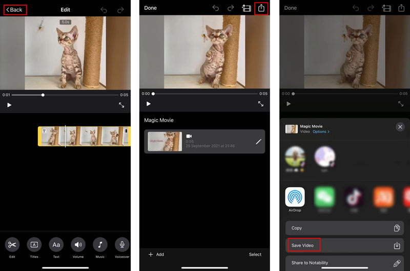 iMovie Exportera video till iPhone