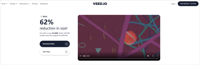 Visualizar download de vídeo compactado VEED.IO