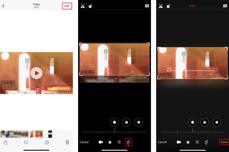 إزالة العلامة المائية من الفيديو على iPhone