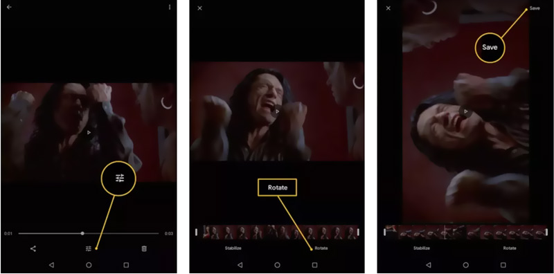 Roter en video på Android med Google Fotos