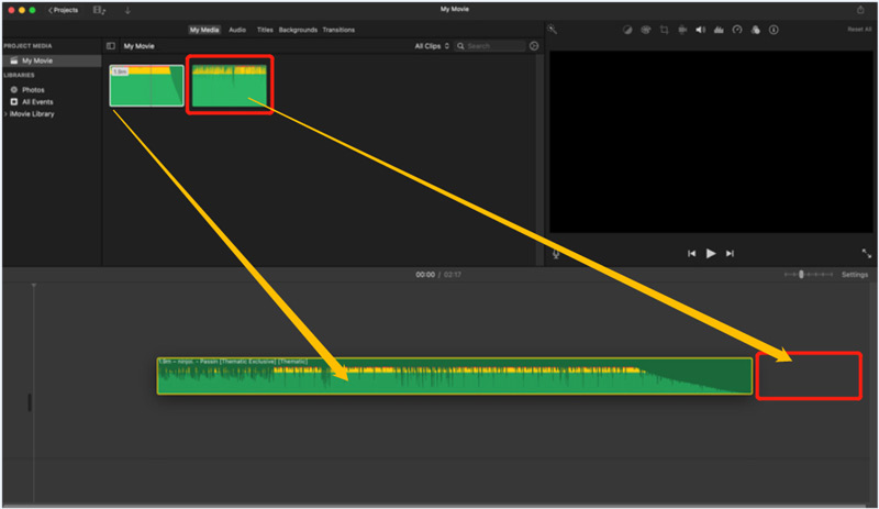 Aggiungi tracce audio a iMovie