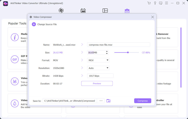 Compress MOV File VCU