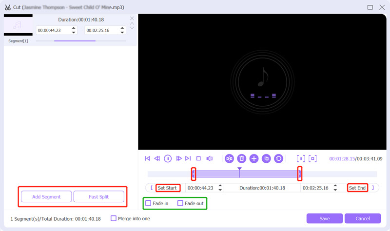 Audio knippen VCU Audiotrimmer