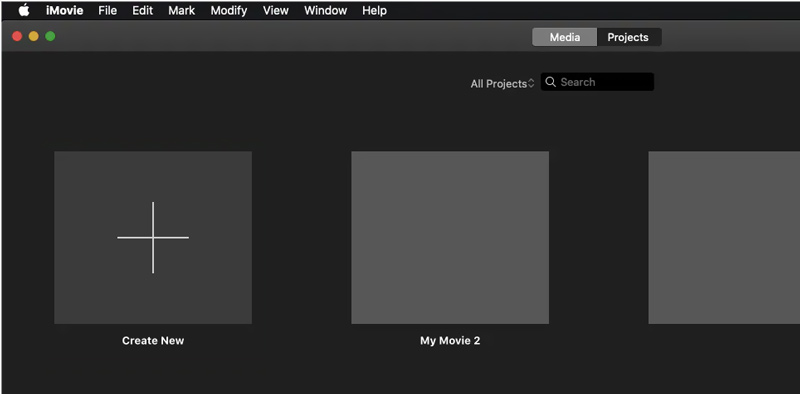 iMovie Új projekt létrehozása