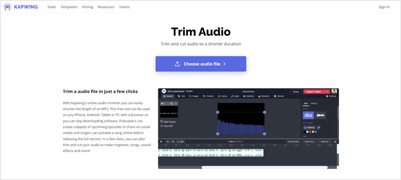 Rifinitore audio online Kapwing 