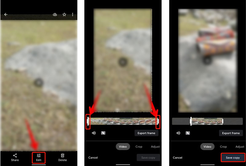 Trim Video on Android Google Photos