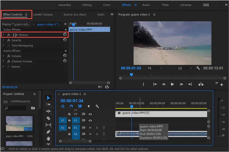 Adobe Premiere Motion Rotation Vidéo