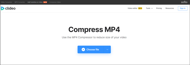 Compresser MP4 Clideo