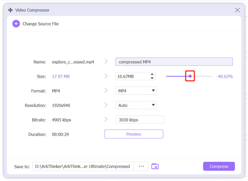 Comprimi MP4 con il compressore video