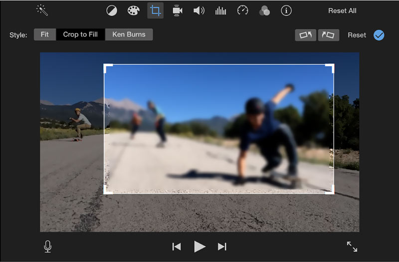 Beskär en video på iMovie Mac