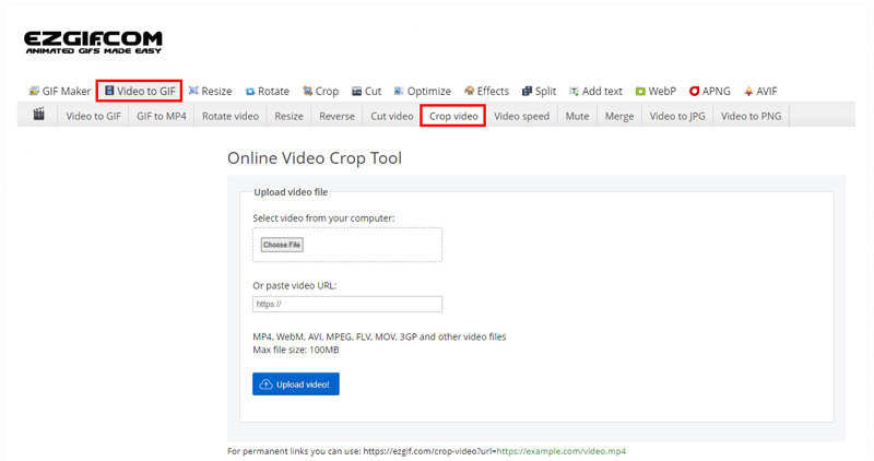 EZGIF Crop Video Tool