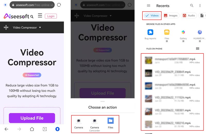 Gratis online videocompressor Aiseesoft Android